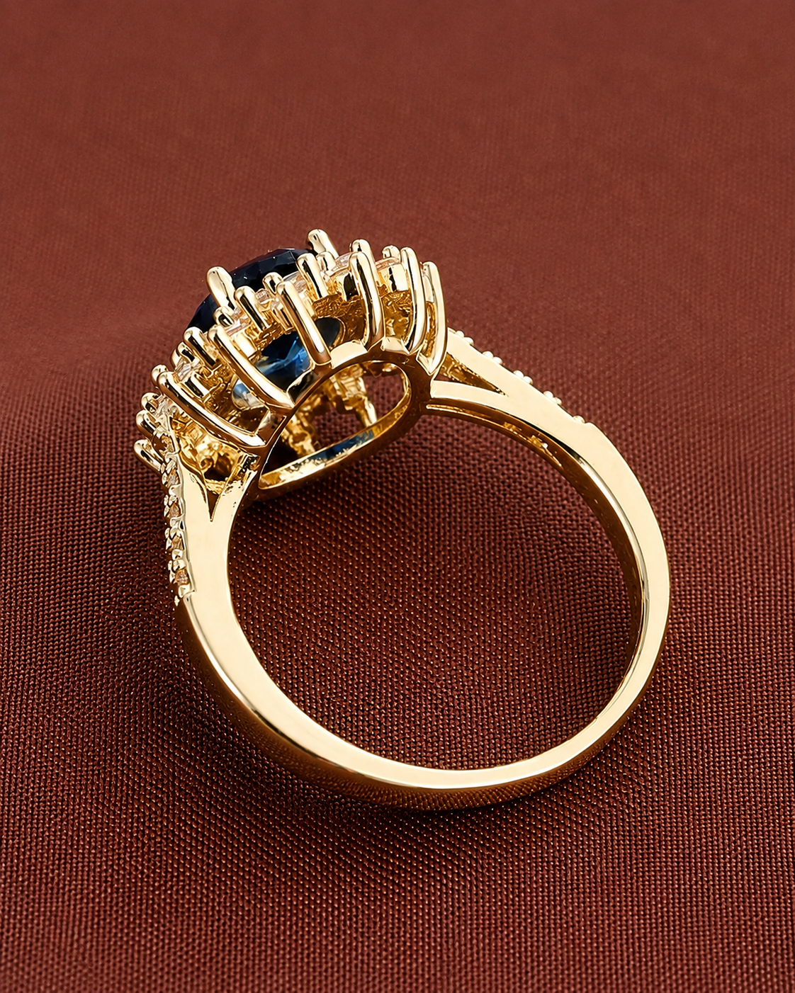 Golden Saphire Halo RIng