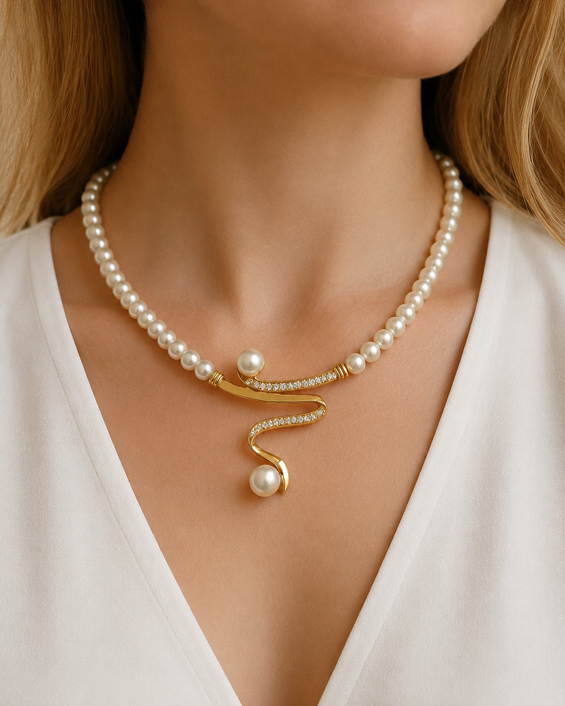 Stunning Wave Pearl Jewelry Set