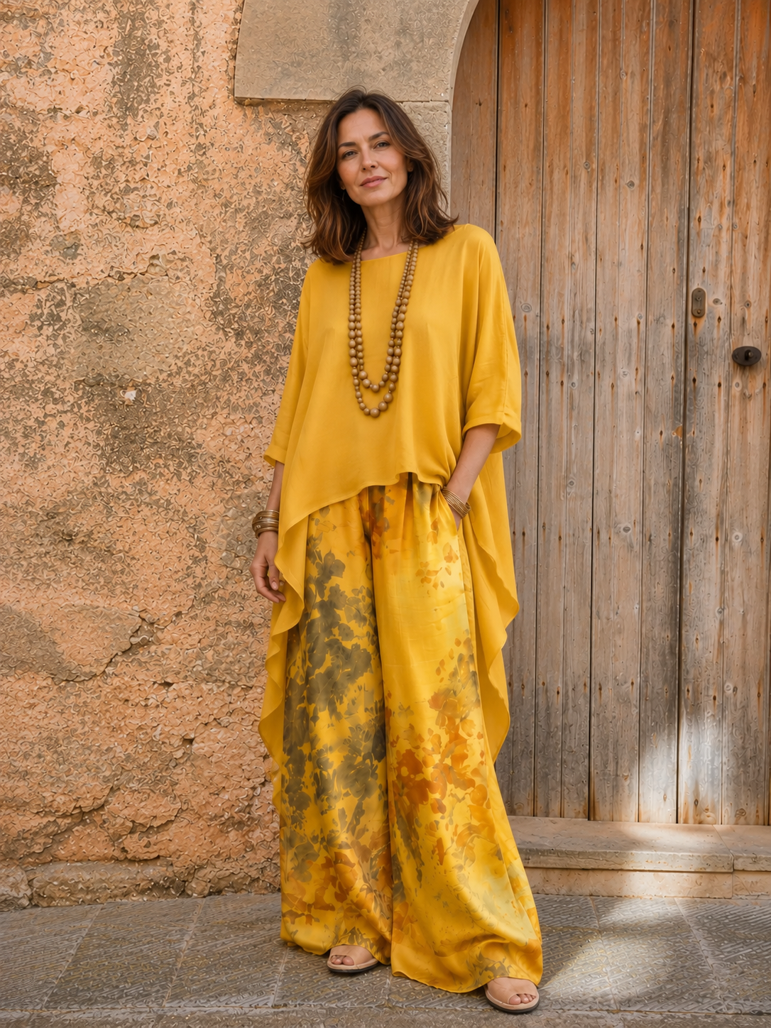 Cabriola | Cotton-Silk Two-Piece Set with Asymmetric Tunic