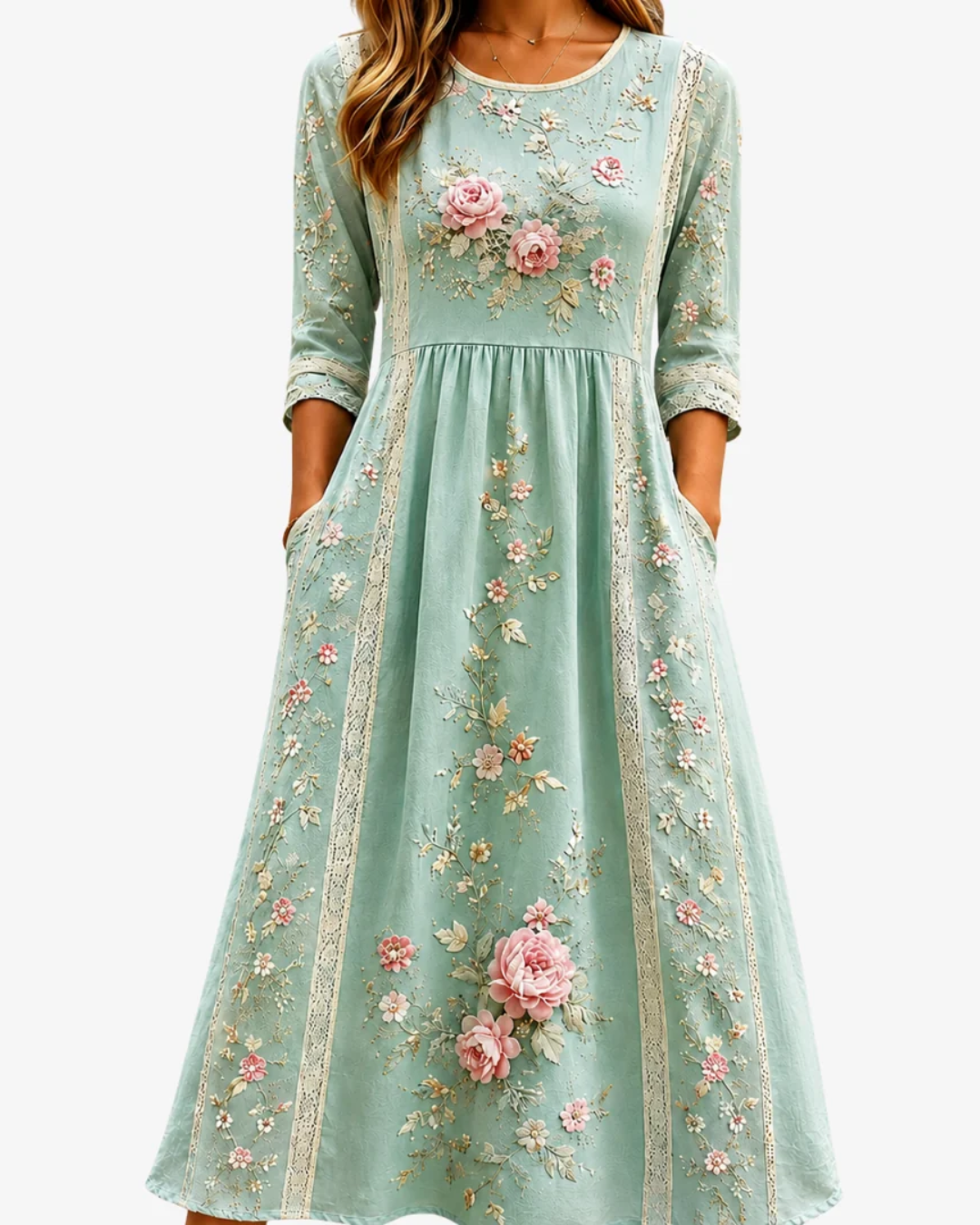 Blush Rose Green | Garden Grace Midi Dress