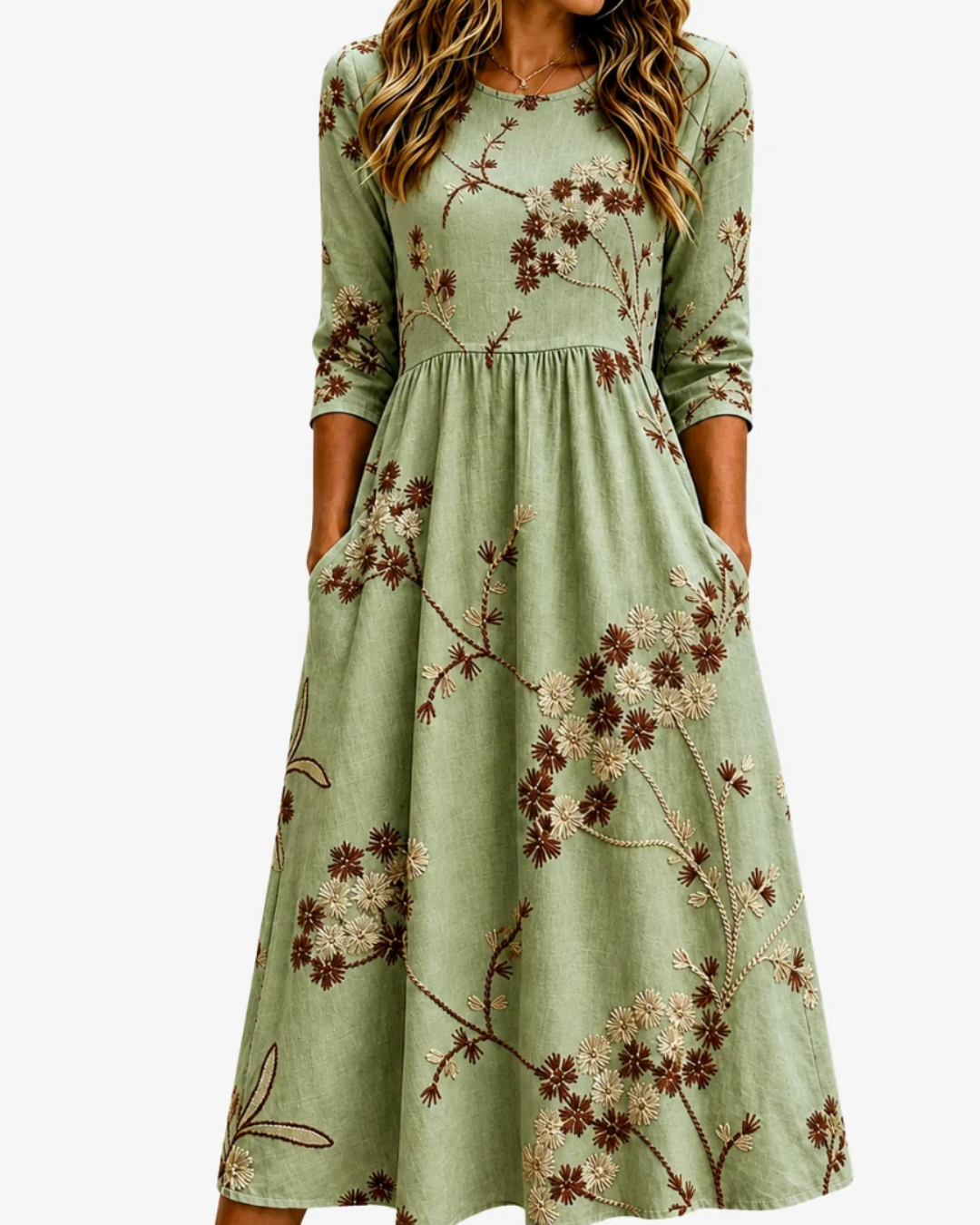 Green Sage Meadow | Floral Pocket Midi Dress