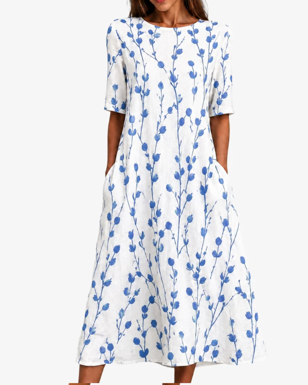 Blue Meadow Breeze | Pocket Midi Dress