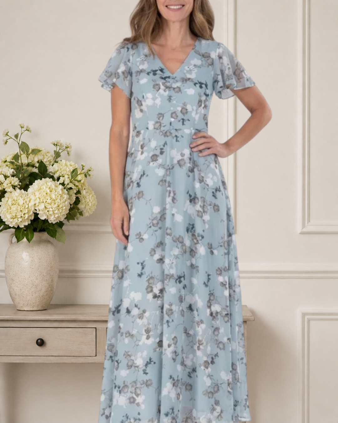 Valentia | Floral Chiffon Maxi Dress
