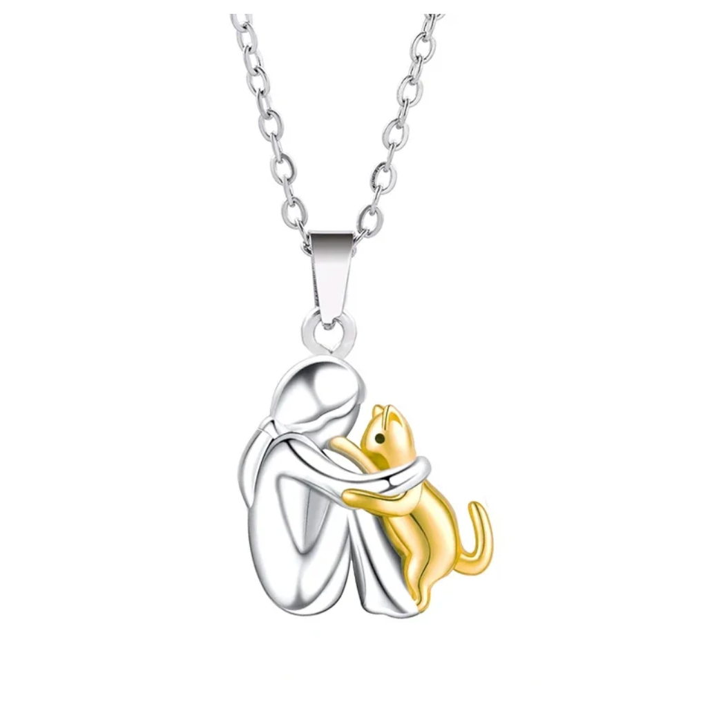 Cat Hug Pendant Necklace