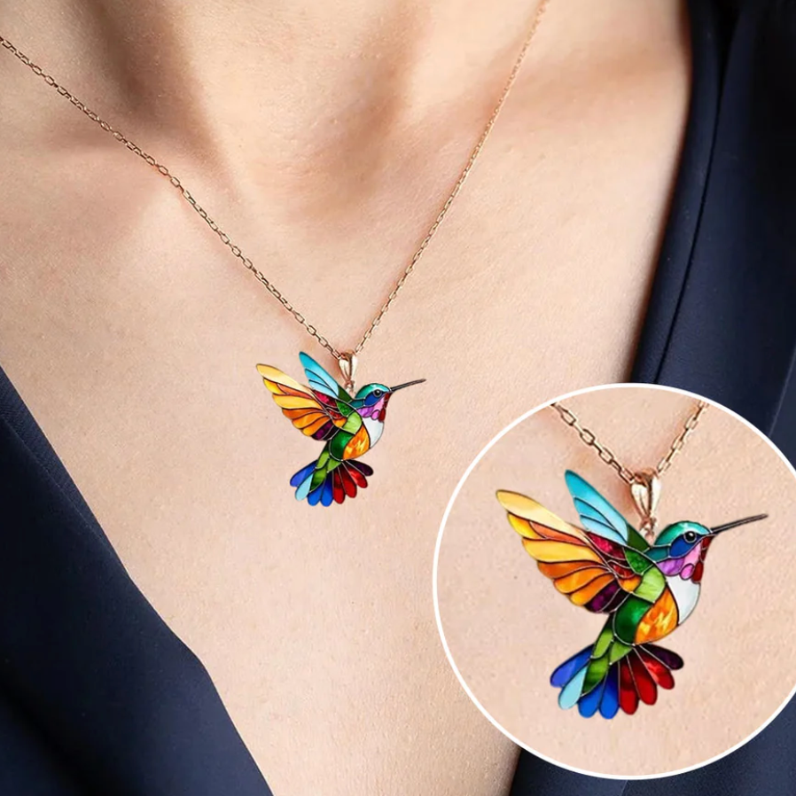 Beautiful Hummingbird Necklace with Bonus Earrings