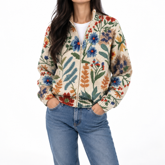 CELYMENTINE BOTANICAL GARDEN ZIP CARDIGAN