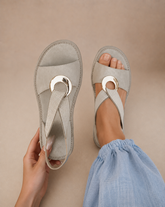 Luminare | Flat Sandals With Metal Buckle