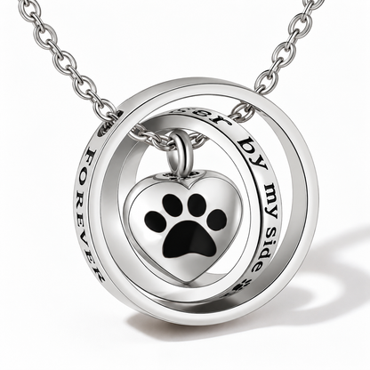 "No Longer By My Side, Forever In My Heart" – Stainless Steel Urn Paw Necklace