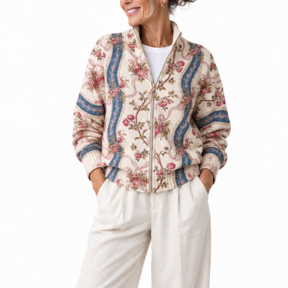 ROSSALINE CLIMBING ROSE RIBBON CARDIGAN