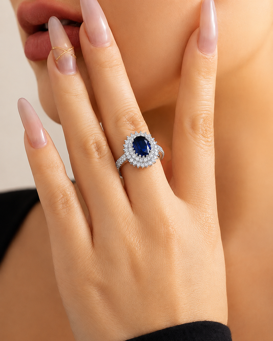 Luxo Blue Crystal Stone Ring
