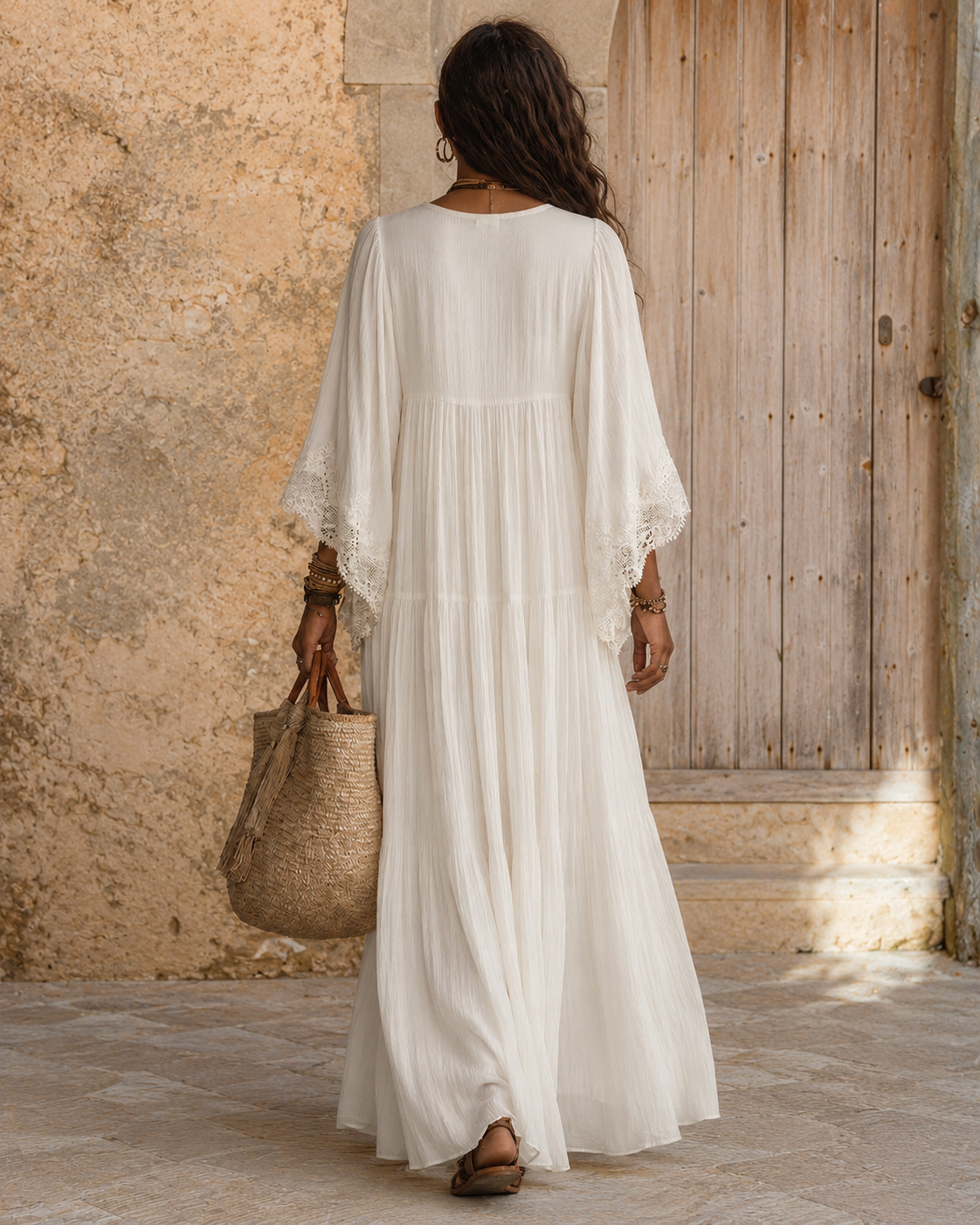 Islana | Lace Trim Flowing Maxi Dress
