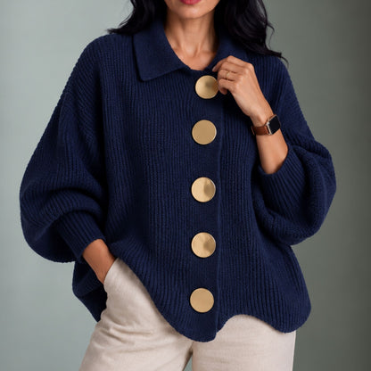 Charlotey | Women's Oversized Ribbed Collared Cardigan