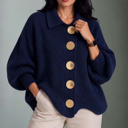 Charlotey | Women's Oversized Ribbed Collared Cardigan