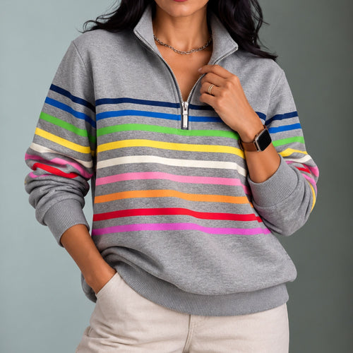 Emmy | Women's Striped Quarter-Zip Sweatshirt