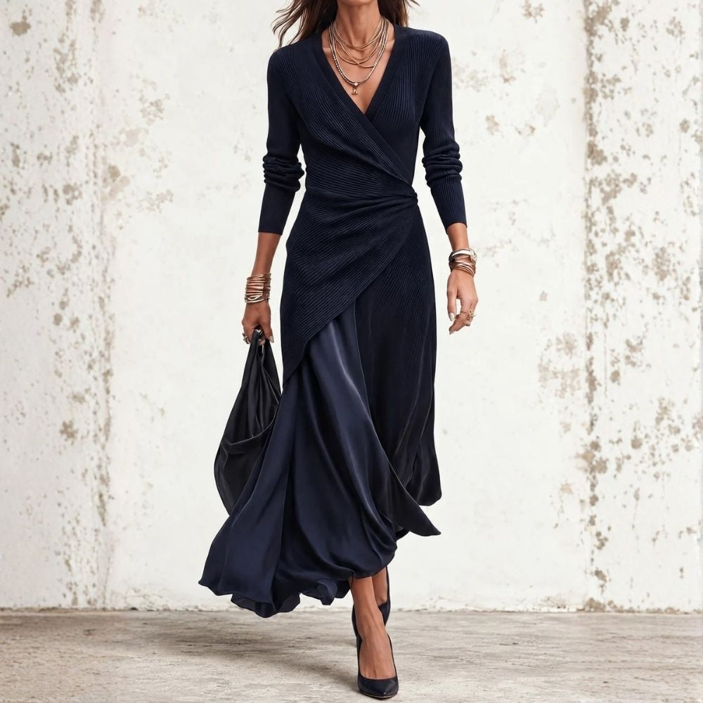 Olimpic | Asymmetric V-Neck Maxi Dress