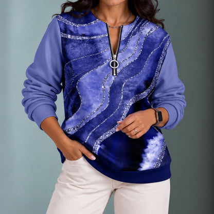 Mye | Women's Half-Zip Wave Print Sweatshirt