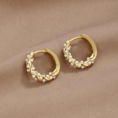 Twirled Pearl Hoop Earrings