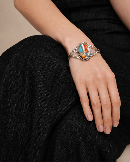 Radiant Gemstone Inlay Bracelet