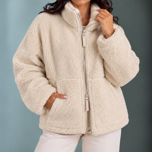 Nadya | Women's Oversized High Collar Teddy Jacket