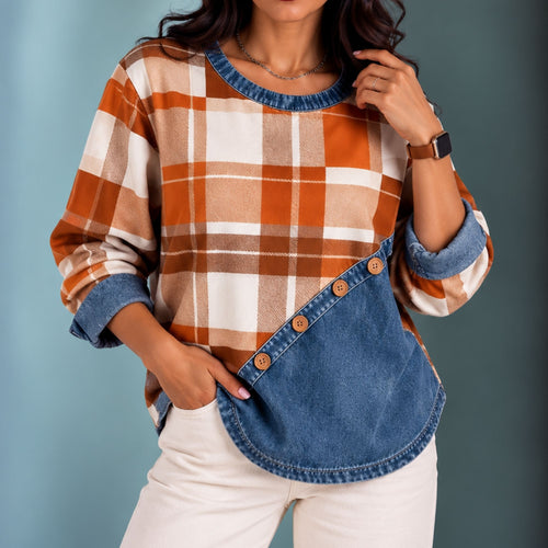 Elly | Women's Relaxed Patchwork Panel Pullover Top