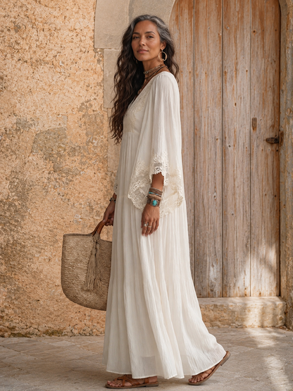 Islana | Lace Trim Flowing Maxi Dress