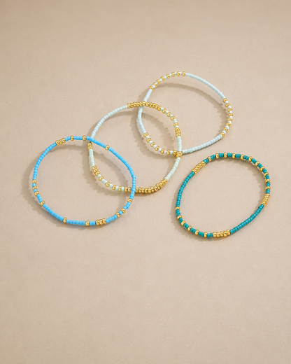 Thin Bohemian Turquoise Beaded Bracelet Set
