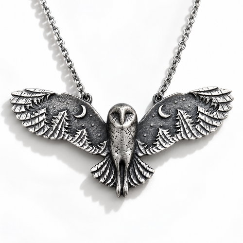 Vintage Owl Moon Necklace