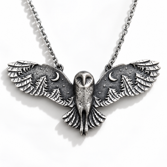 Vintage Owl Moon Necklace