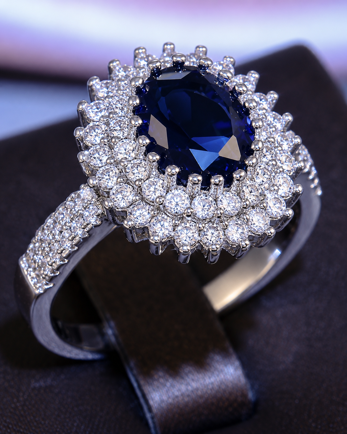 Luxo Blue Crystal Stone Ring