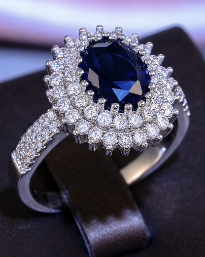 Luxo Blue Crystal Stone Ring