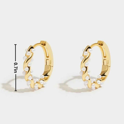 Twirled Pearl Hoop Earrings