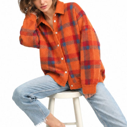WOROW PLAID COMFY CARDIGAN