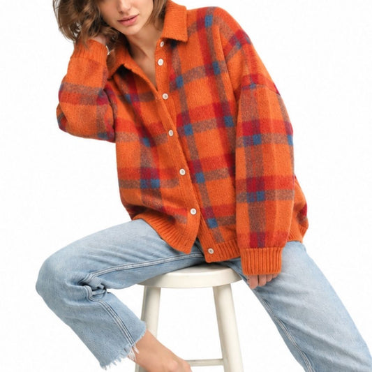 WOROW PLAID COMFY CARDIGAN
