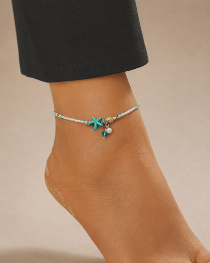 Starfish & Shell Gemstone Anklet