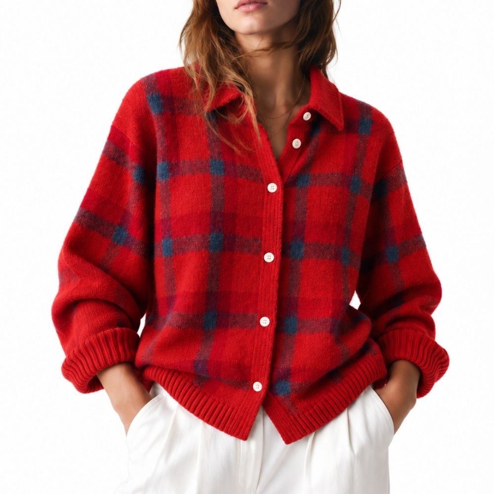 WOROW PLAID COMFY CARDIGAN