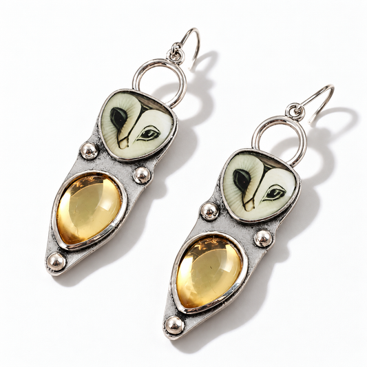 Boho Owl Drop Earrings - Nickel Free for Sensitive Ears