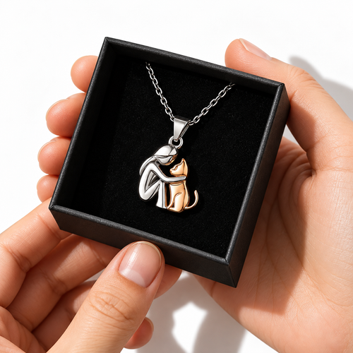 Cat Hug Pendant Necklace