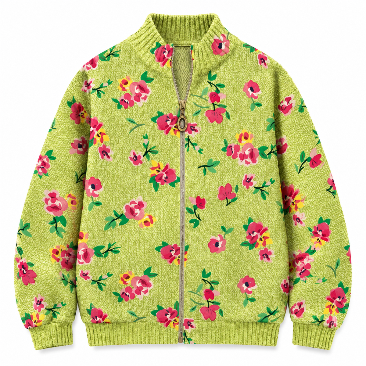 MAGOTTY PINK FLORAL LIME ZIP CARIGAN