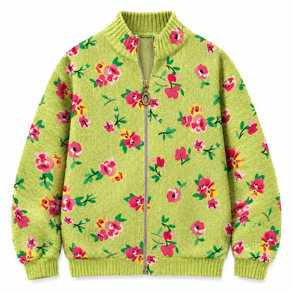MAGOTTY PINK FLORAL LIME ZIP CARIGAN