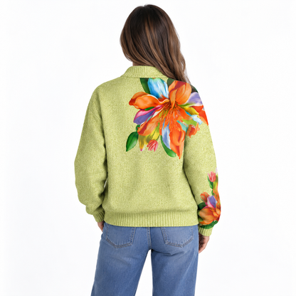 OVALIA TROPICAL LILY ZIP CARDIGAN