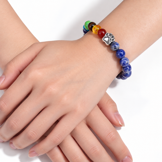 Rainbow Bridge Memorial Bracelet – 7 Chakra Bead Gift for Pet Loss
