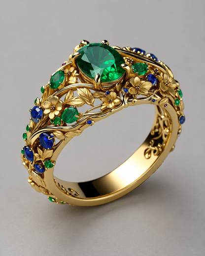 Luxury Emerald & Sapphire Ring