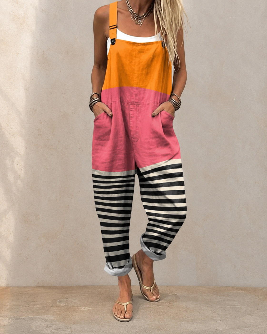 Rainbow Stripes | Comfortable Printed Overalls