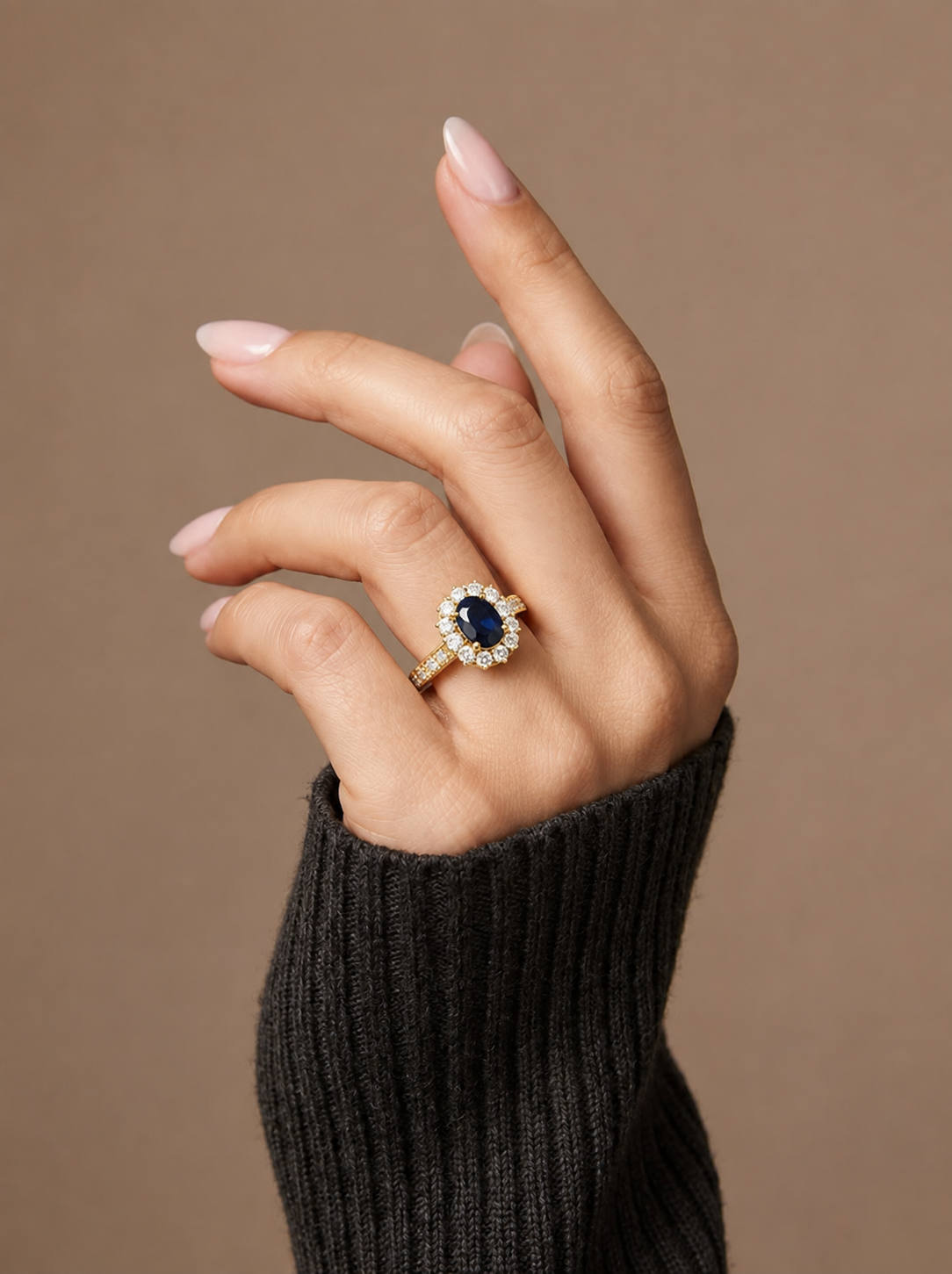 Golden Saphire Halo RIng