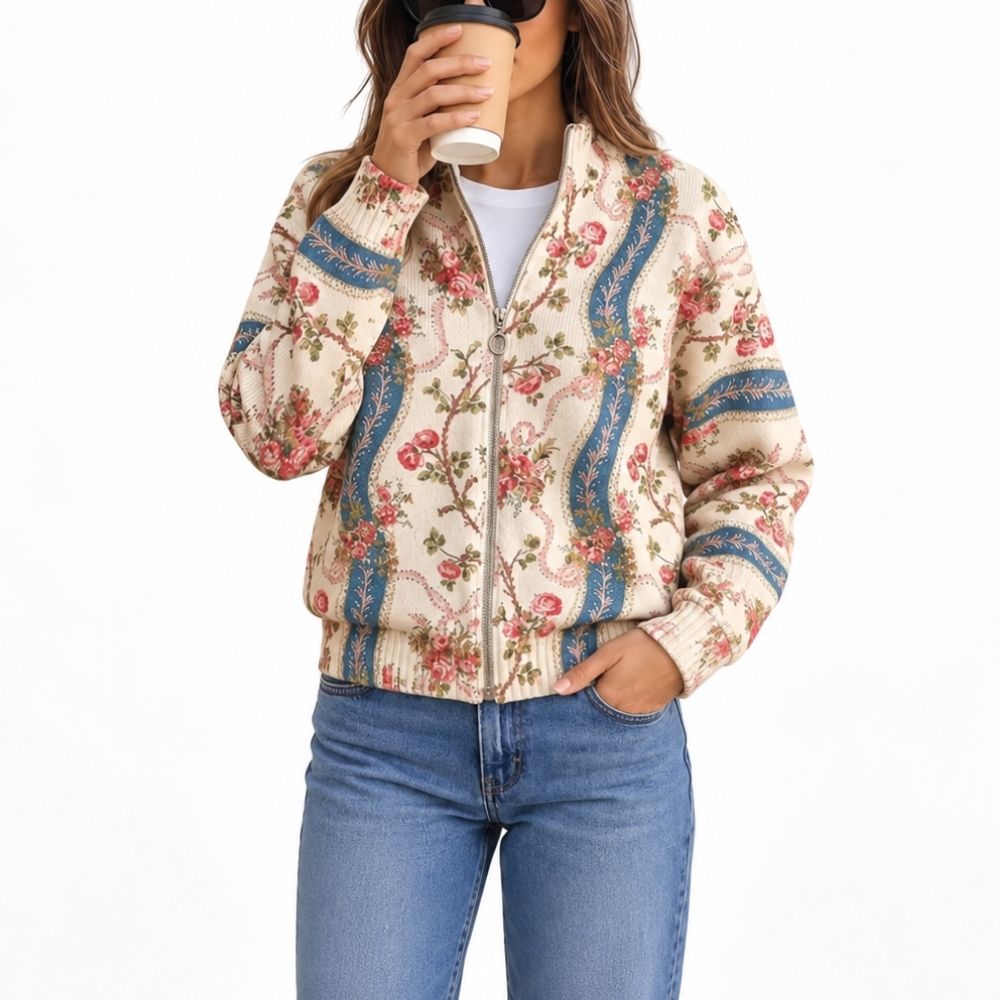 ROSSALINE CLIMBING ROSE RIBBON CARDIGAN