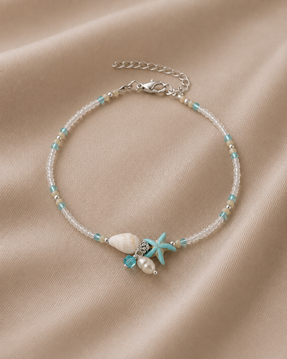 Starfish & Shell Gemstone Anklet