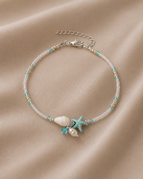 Starfish & Shell Gemstone Anklet