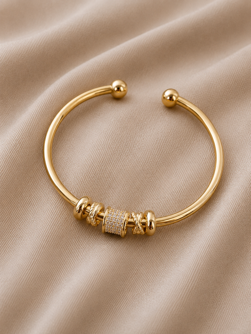 Adjustable Bracelet with Golden Charms