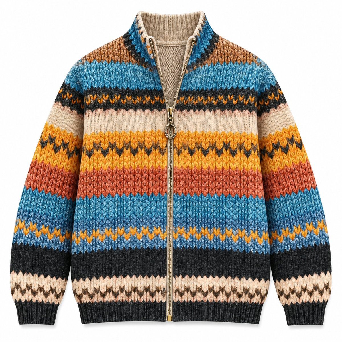 BEATRIQ ZIGZAG STRIPED KNIT CARDIGAN
