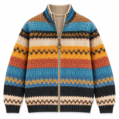 BEATRIQ ZIGZAG STRIPED KNIT CARDIGAN
